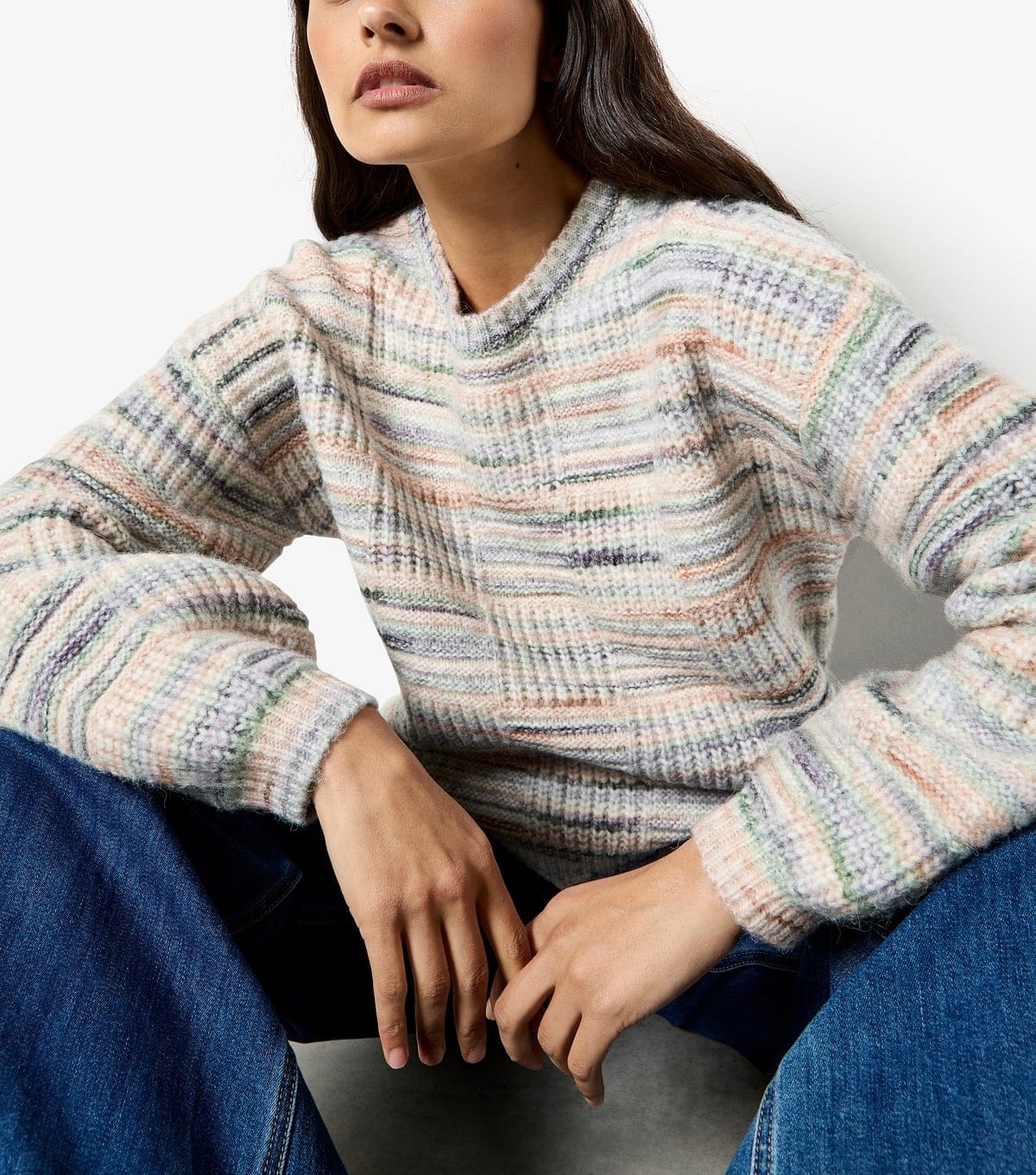 Apricot Women's Off White Textured Space Dye Jumper Apricot New Look - 4