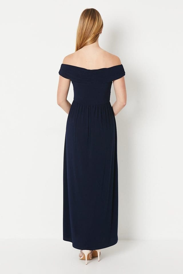 Debut London Debut London Women's by Coast Bardot Pleated Jersey Bridesmaid Dress in Navy - 3