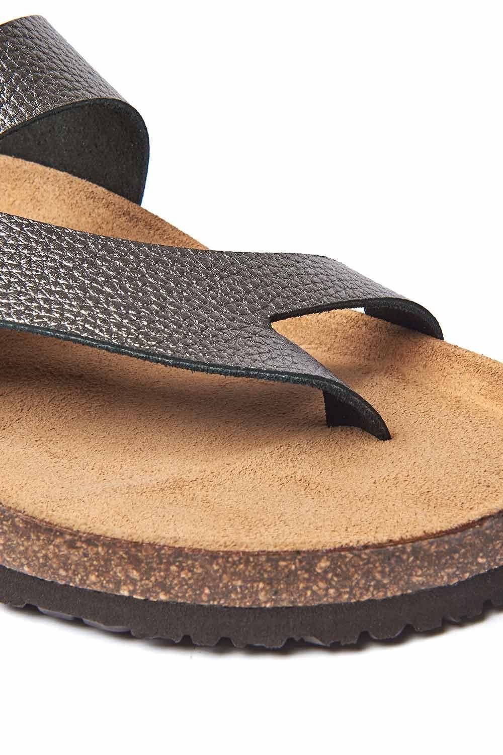 Moshulu Moshulu Women's Wilma Metallic' Toe-Post Cork Footbed Sandals in Metallic Silver - 4