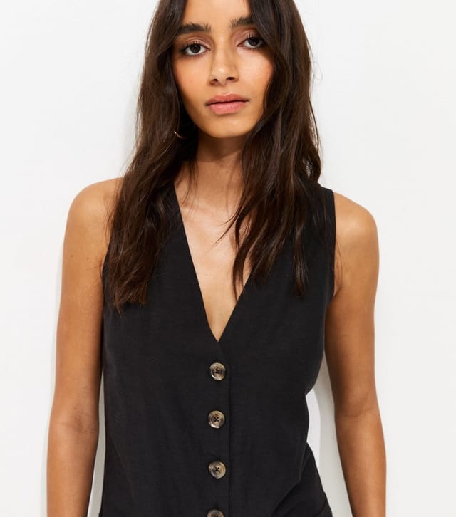 New Look Women's Black Sleeveless Button Through Playsuit New Look - 3