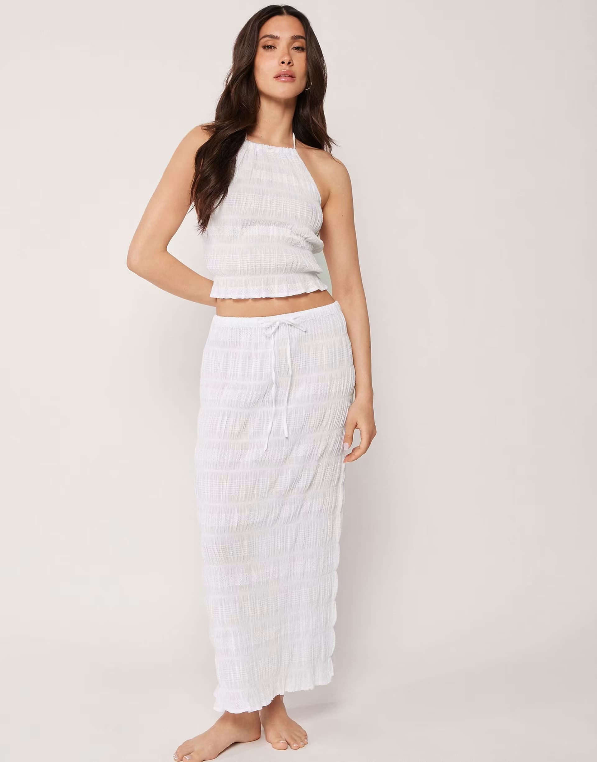 ASOS Calzedonia Beach skirt with ruffles in white