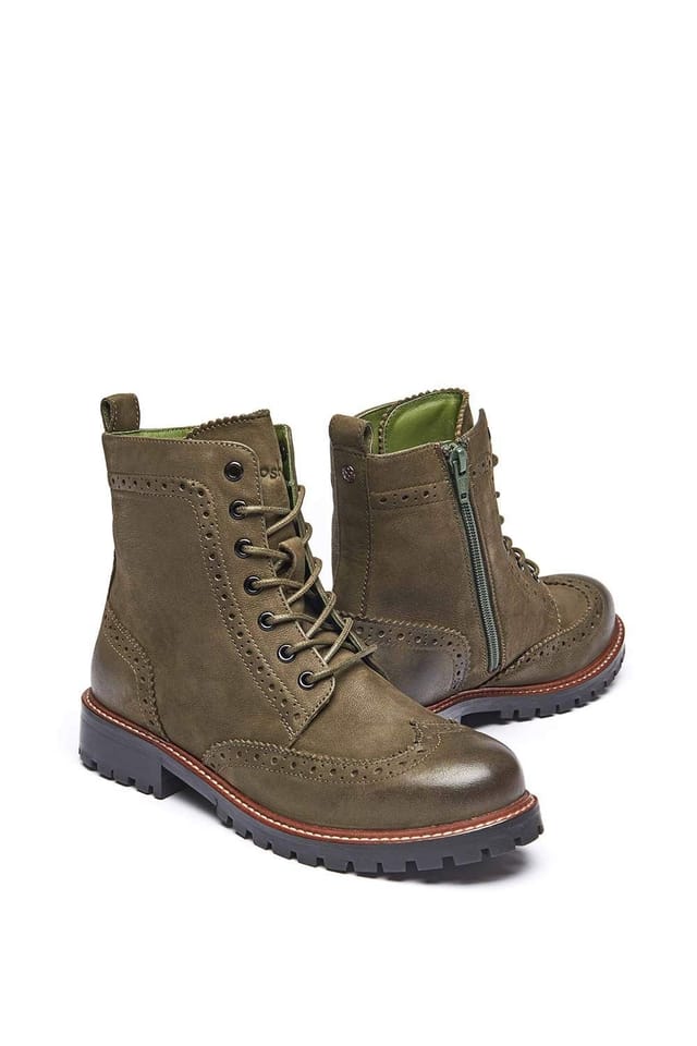 Moshulu Moshulu Women's 'Filico Warmlined' Brogue Leather Boot in Olive - 2