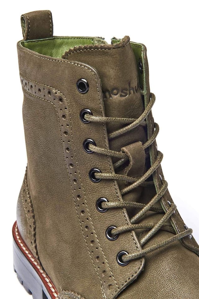 Moshulu Moshulu Women's 'Filico Warmlined' Brogue Leather Boot in Olive - 3