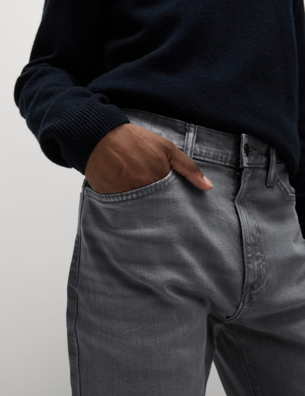 Marks & Spencer M&S Straight Fit Stretch Jeans Mid Grey - 2