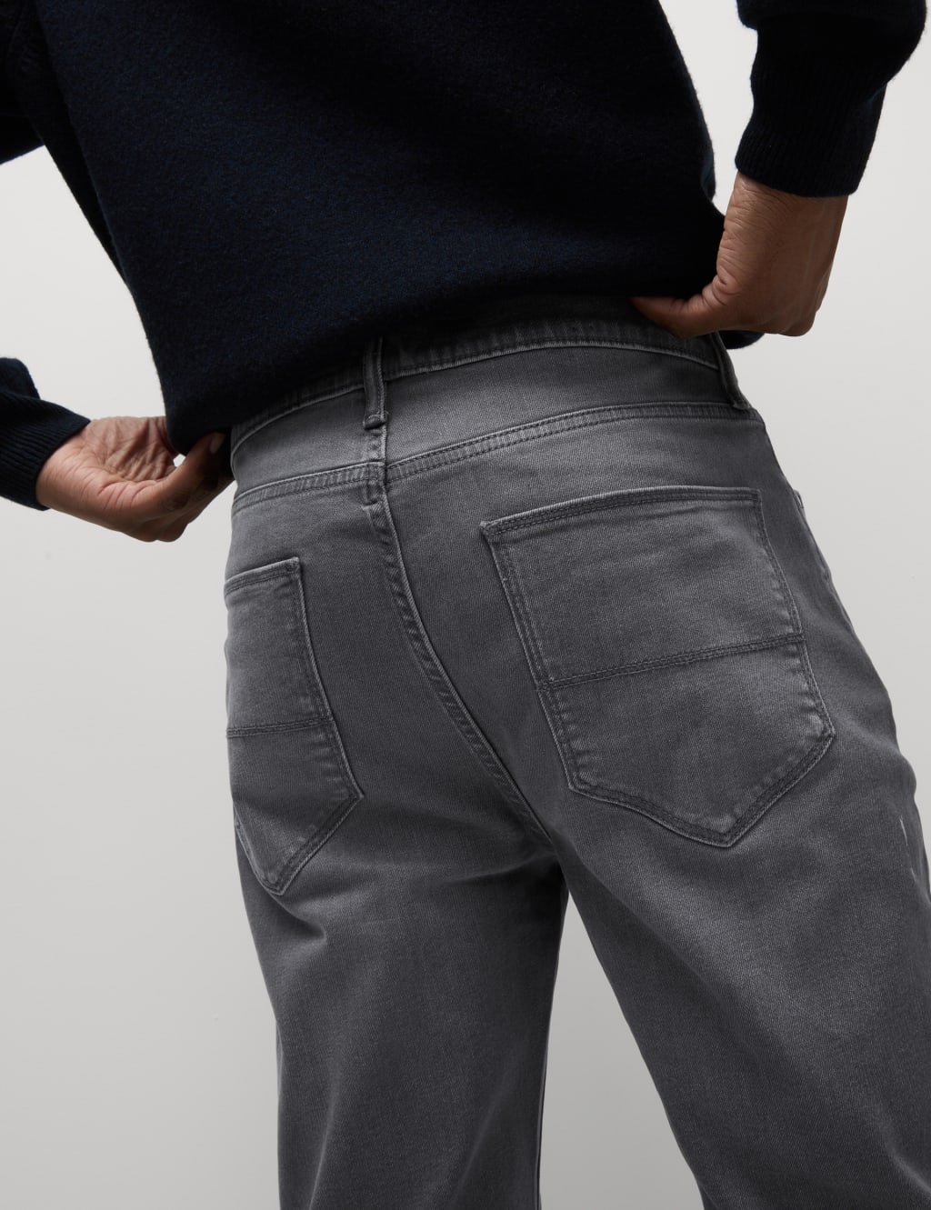 Marks & Spencer M&S Straight Fit Stretch Jeans Mid Grey - 4