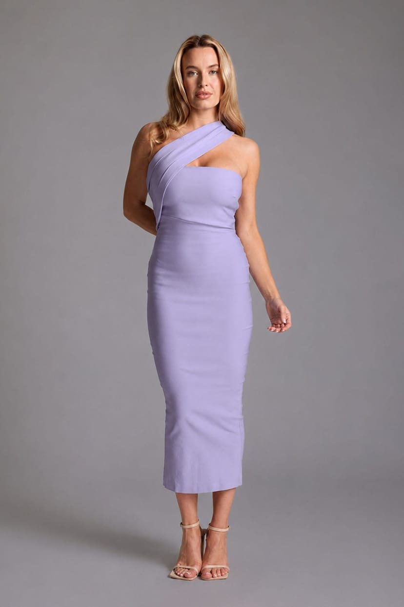 Vesper Vesper Women's One Shoulder Bodycon Midaxi Dress in Lilac - 1