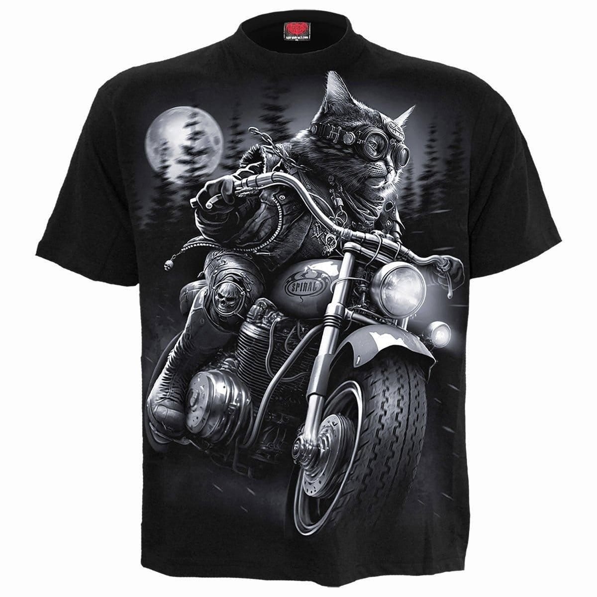 Spiral Men's Black Cat Biker T-Shirt