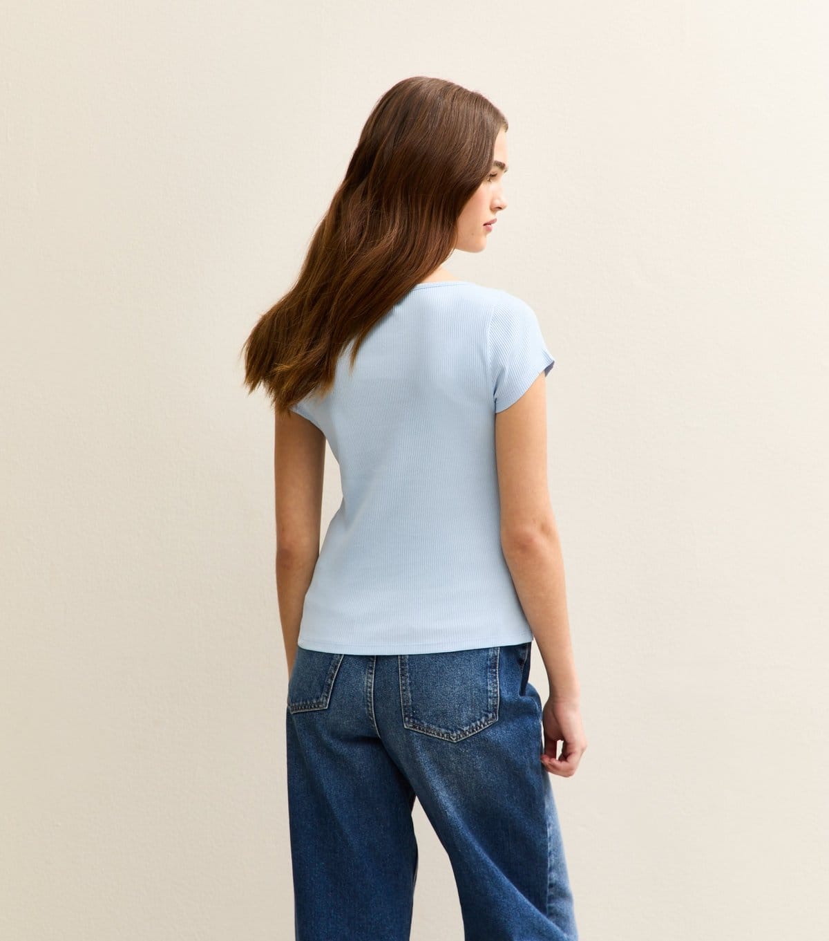 New Look Women's Light Blue Button Through Baby Tee New Look - 4