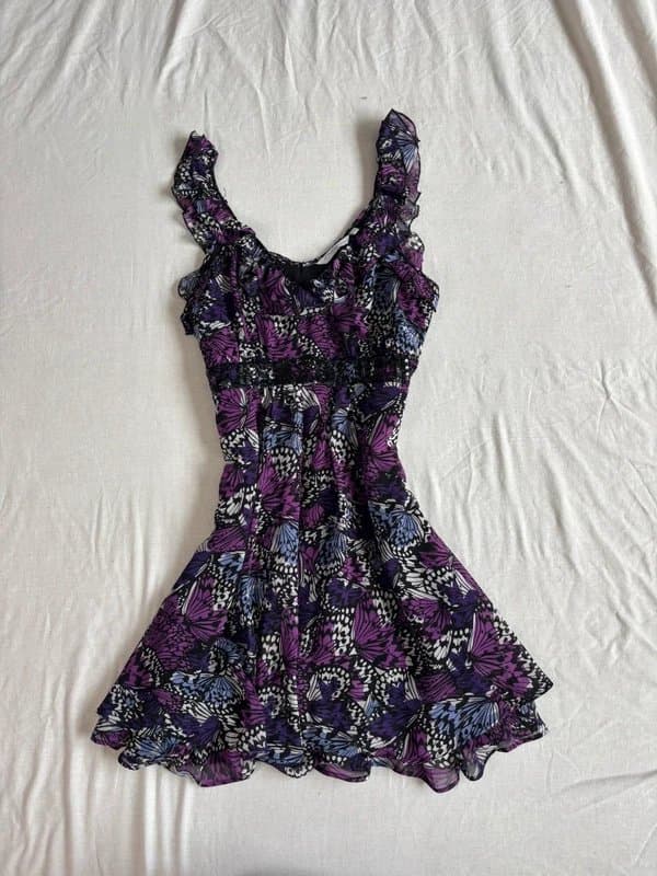 New Look Sequin ruffle floral mini dress