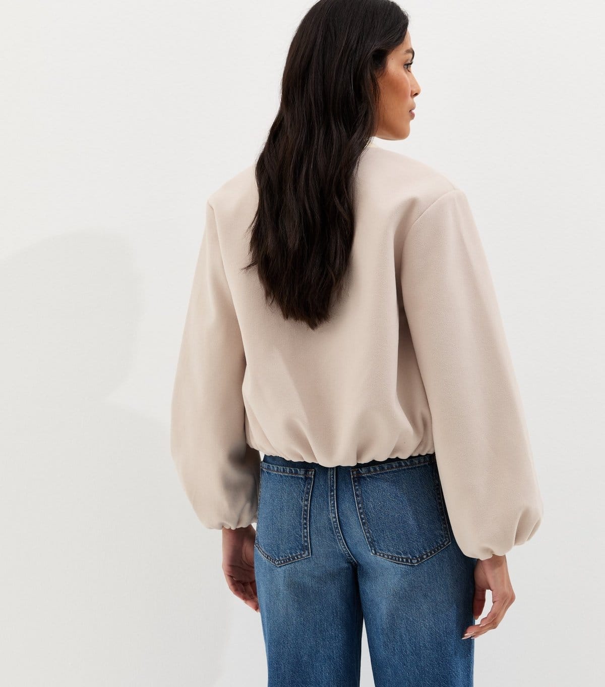 New Look Women's Stone Collarless Zip Through Bomber Jacket New Look - 4