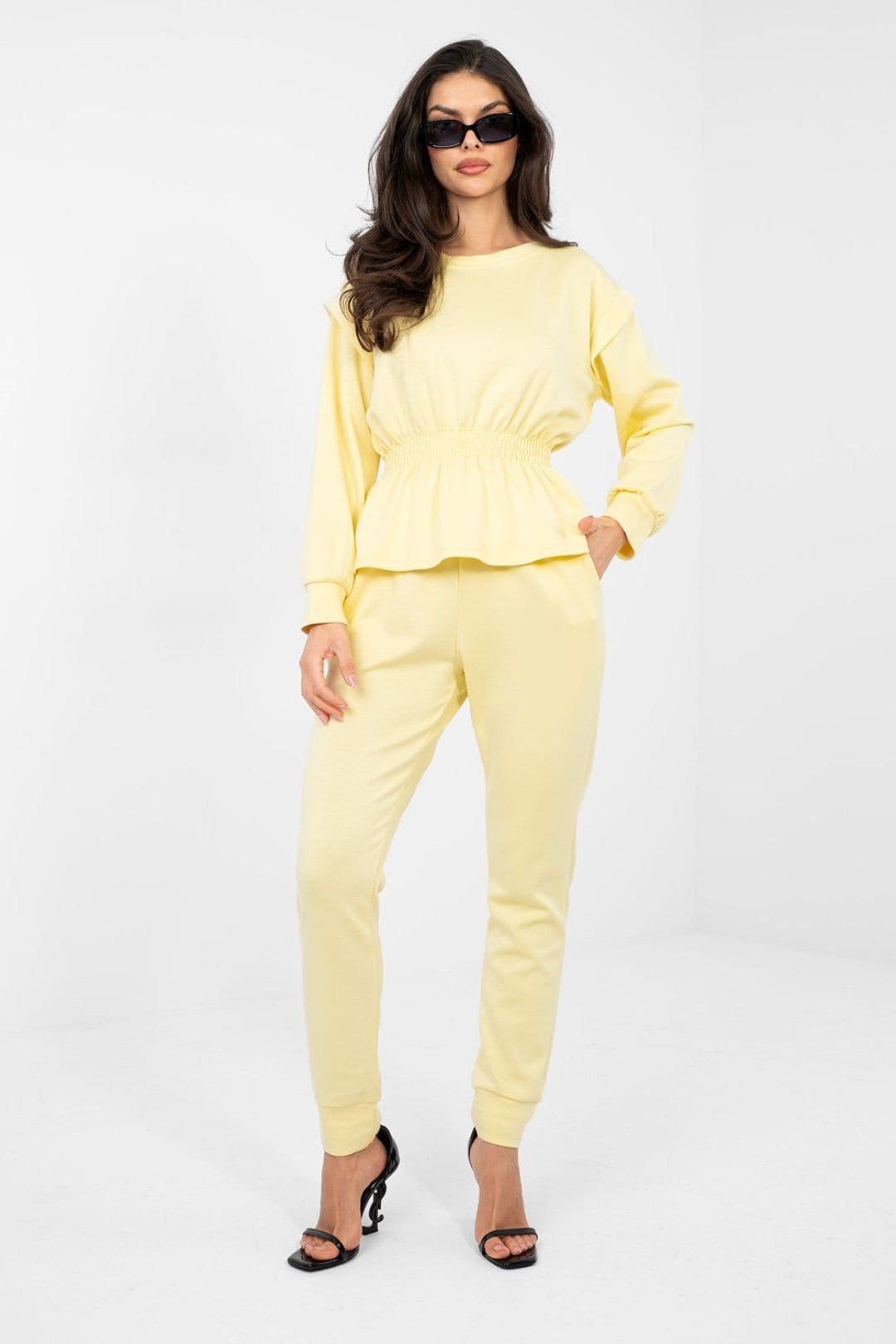 Love Lace Yellow Soft Stretch Sweatshirt Pants Set