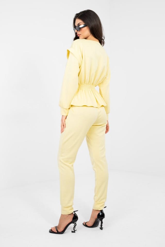 Love Lace Love Lace Women's Minimalist Soft Stretch Sweatshirt Pants Set in Yellow - 3