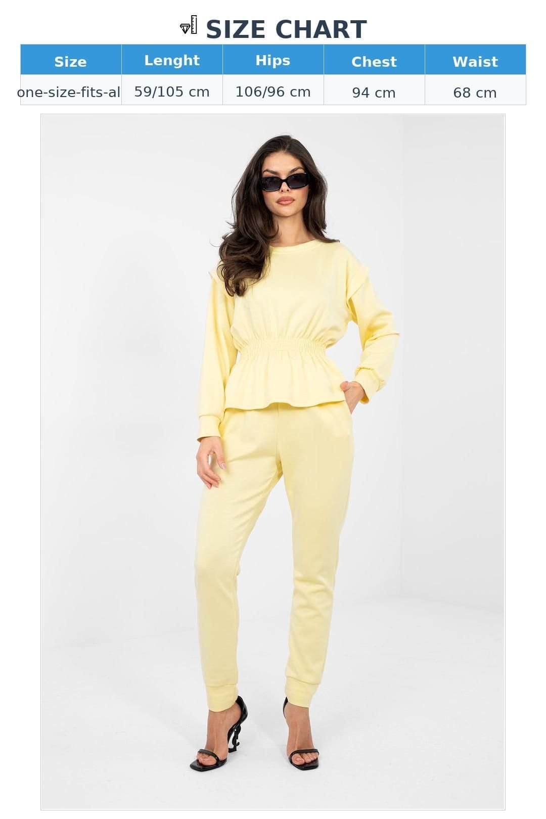 Love Lace Love Lace Women's Minimalist Soft Stretch Sweatshirt Pants Set in Yellow - 4