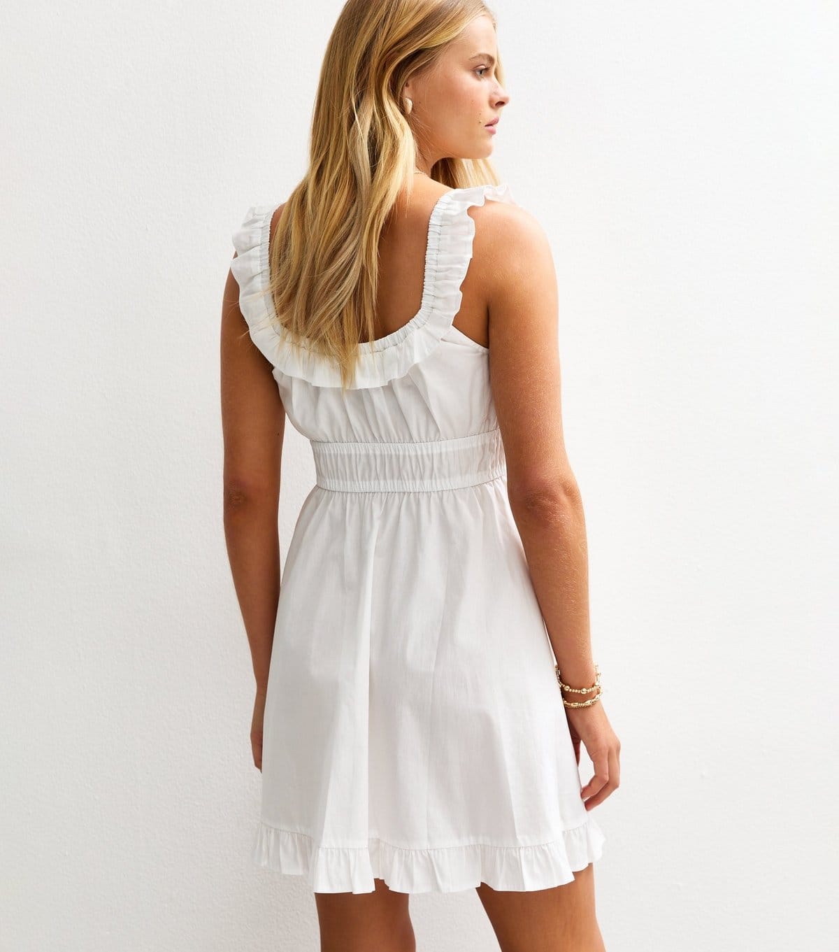 New Look Women's White Ruffle Bow Front Micro Mini Dress New Look - 4