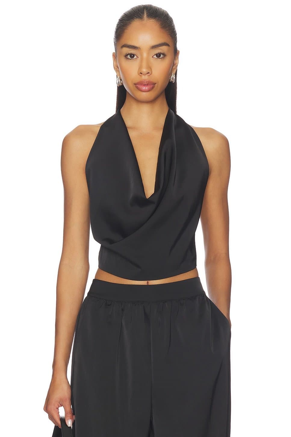 revolve Revolve Black Satin Halter Top