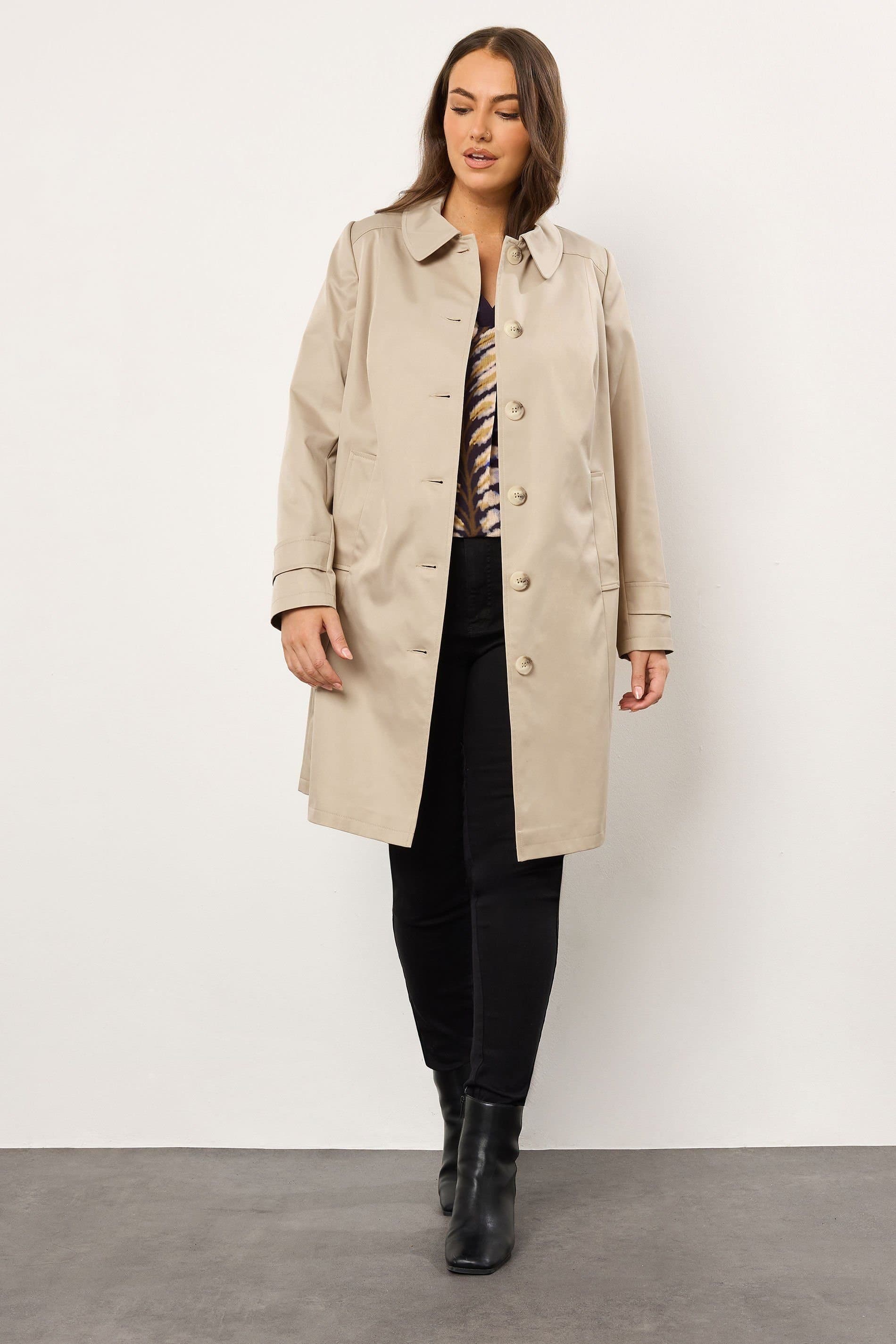 Evans Evans Women's Woven Trench Coat in Natural