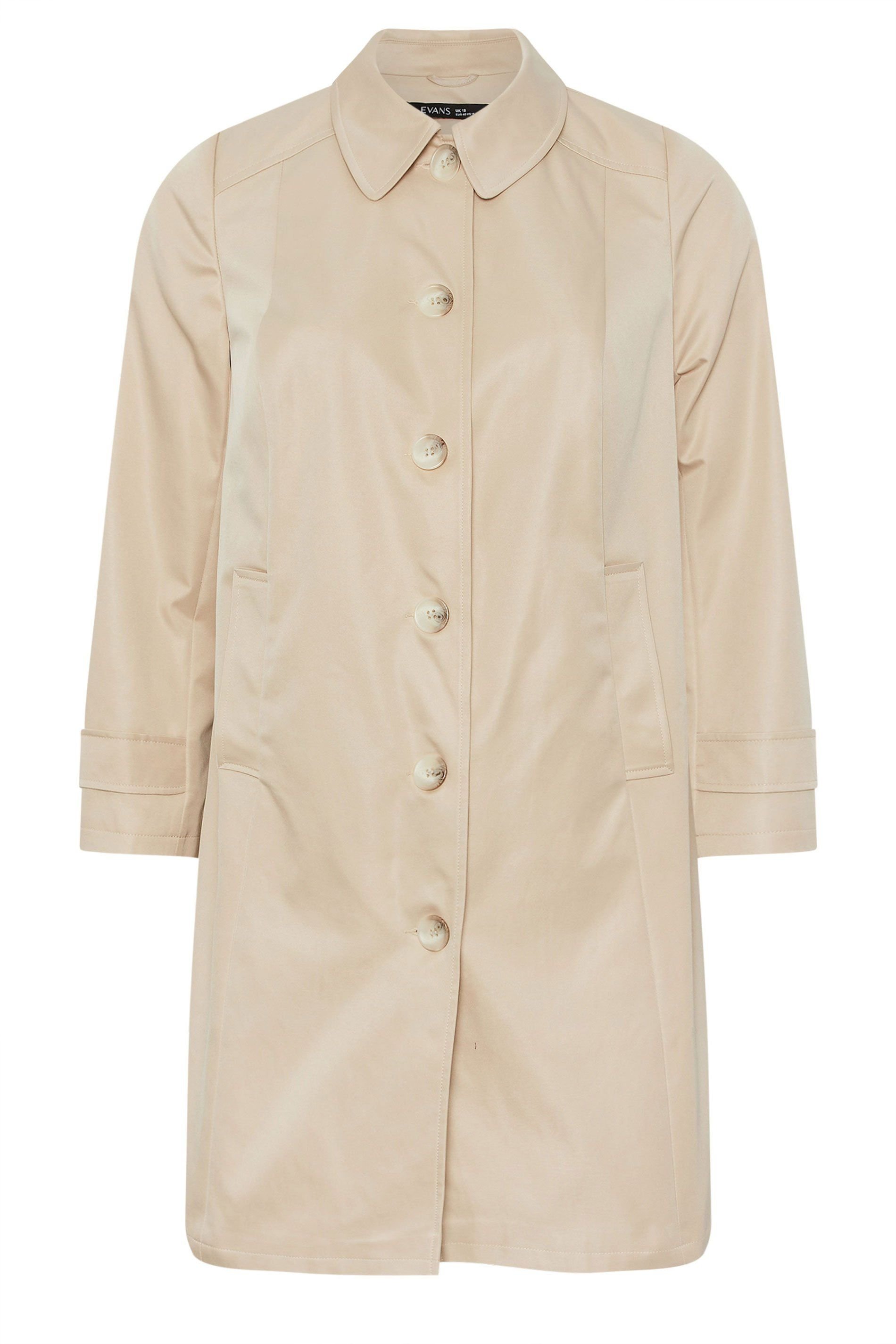 Evans Evans Women's Woven Trench Coat in Natural - 2