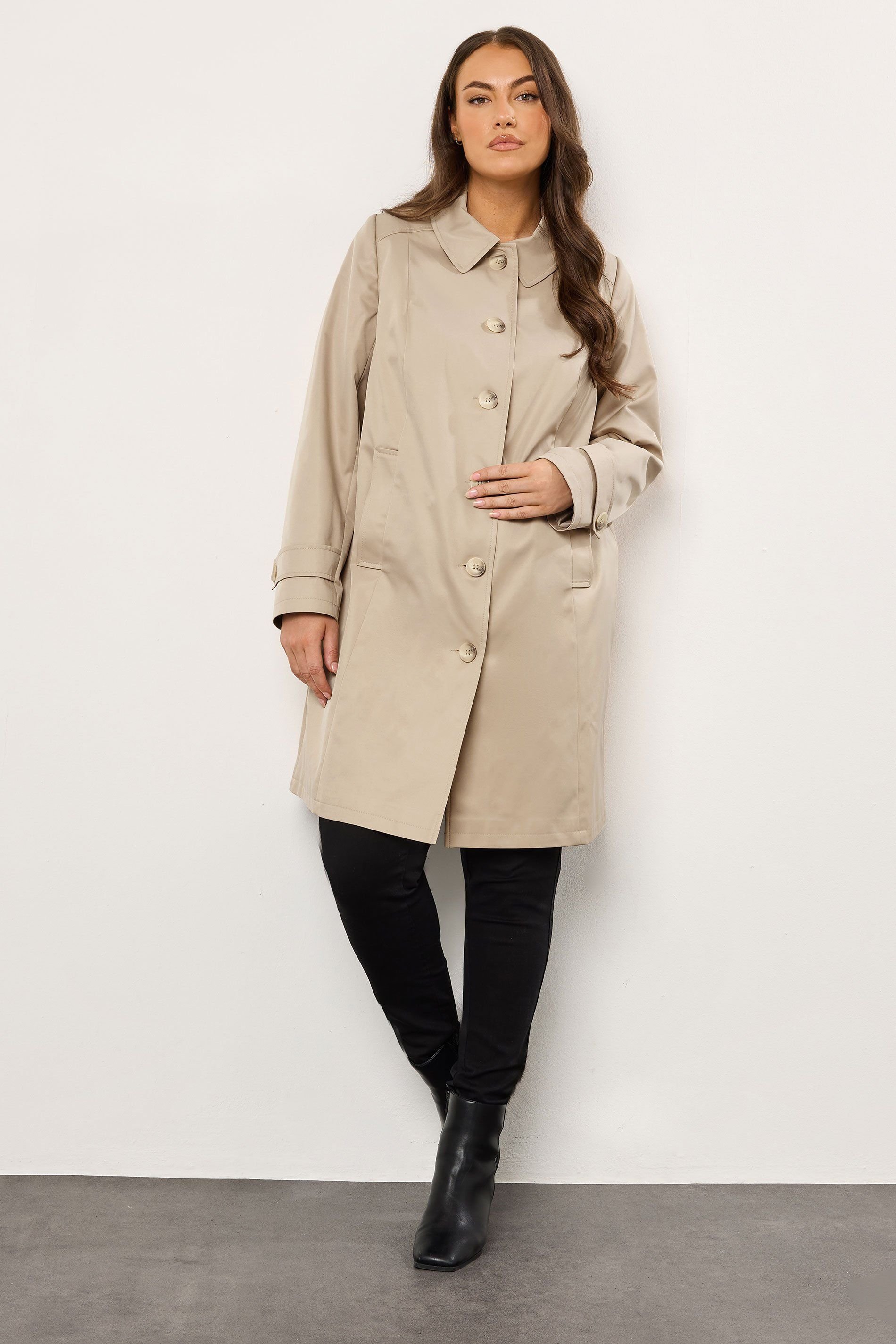 Evans Evans Women's Woven Trench Coat in Natural - 4
