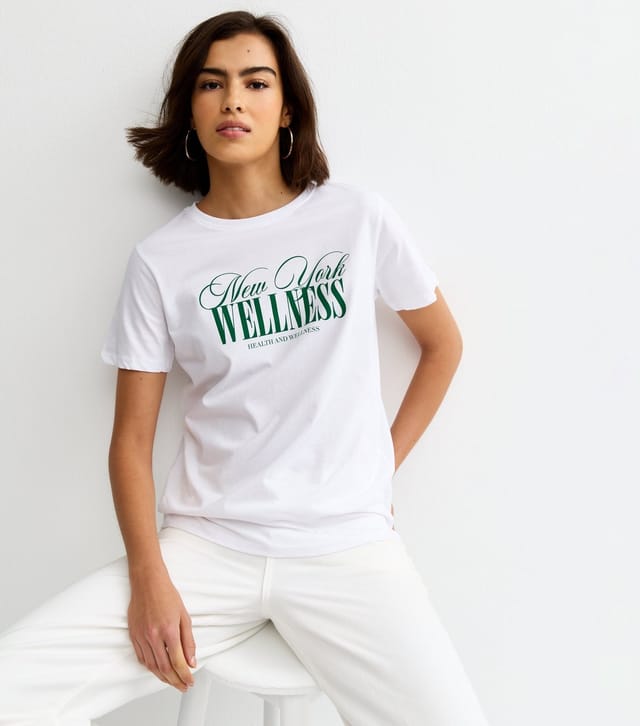 New Look Women's White New York Wellness Print Relaxed T-Shirt New Look - 3
