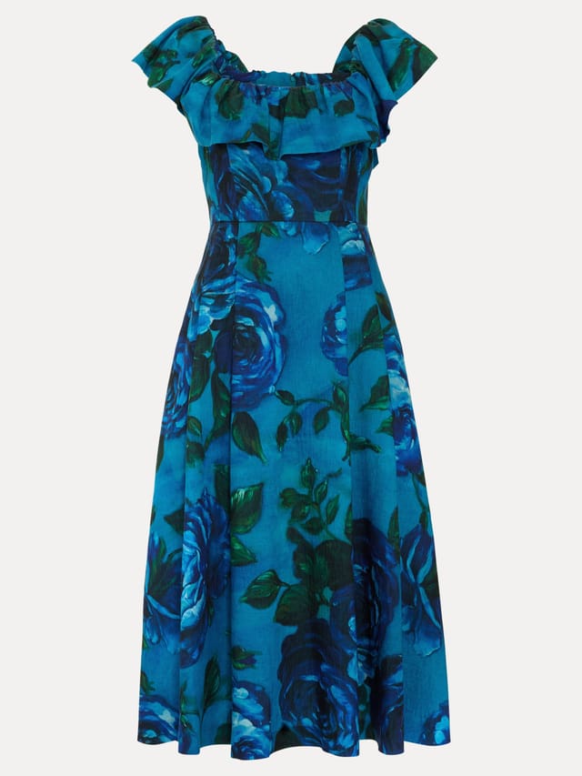 Phase Eight Phase Eight Women's Brianne Floral Midi Dress in Turquoise - 2
