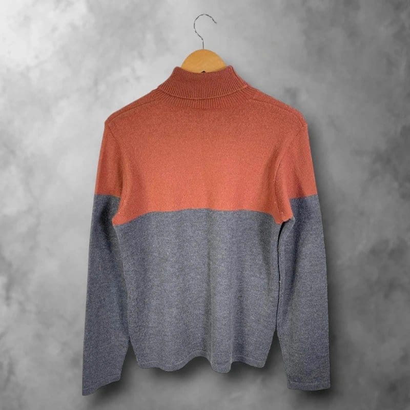Schott Orange/Grey Schott NYC Spellout Roll Neck Jumper Men's S - 1