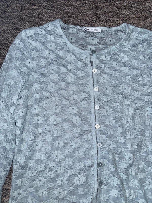 Bershka Bershka Beautiful Blue Lace Cardigan Top Size L