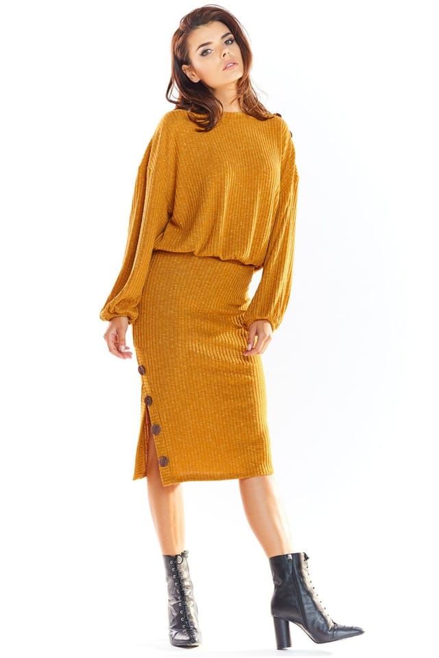 Love Lace Love Lace Women's Kimono Sleeve Oversized Long Sleeve Sweater in Mustard - 2