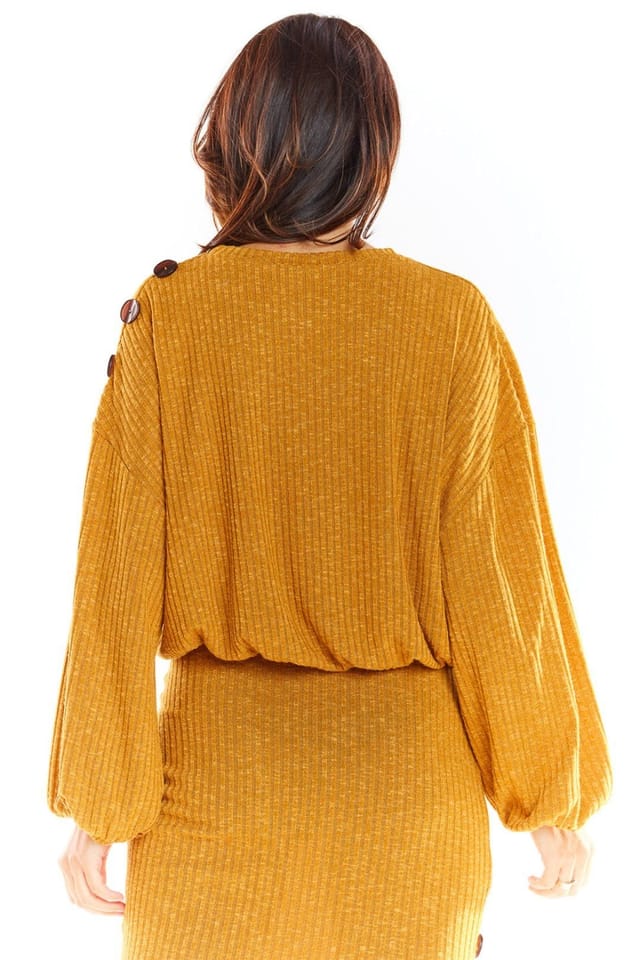 Love Lace Love Lace Women's Kimono Sleeve Oversized Long Sleeve Sweater in Mustard - 3