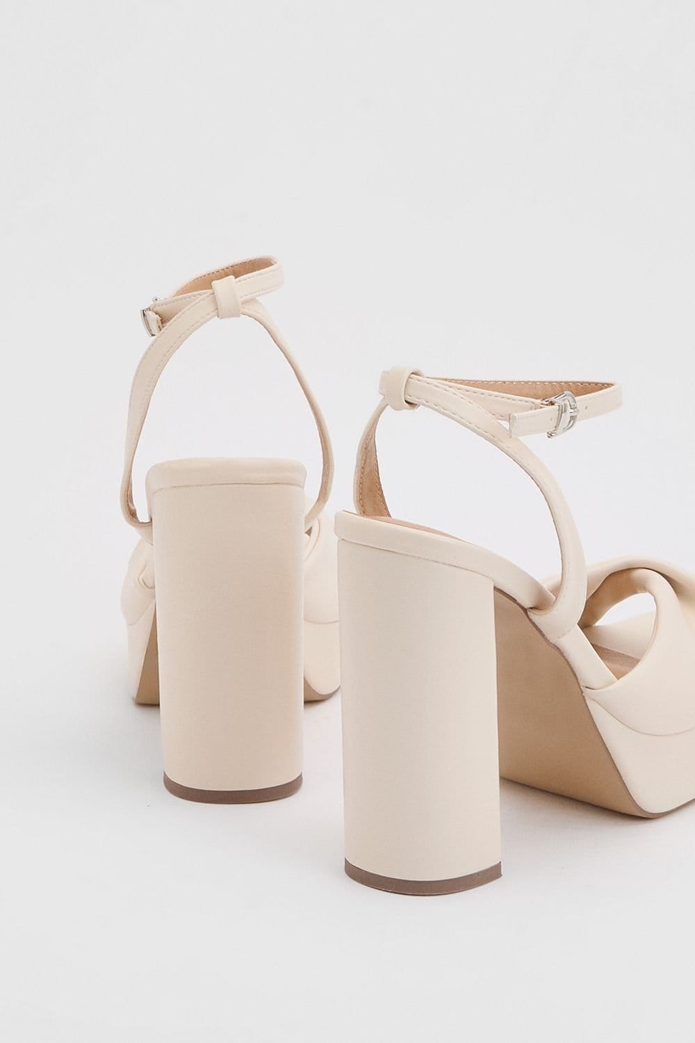 Oasis Oasis Women's Amelia Faux Leather Twist Front High Block Heel Platform Sandals in Beige - 4