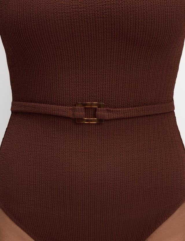 Marks & Spencer M&S Textured Square Neck Swimsuit Conker - 2