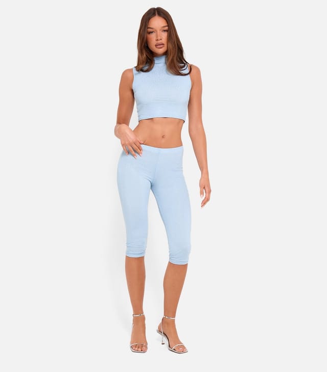 Public Desire Women's Light Blue High Neck Rhinestone Embellished Top Public Desire New Look - 3