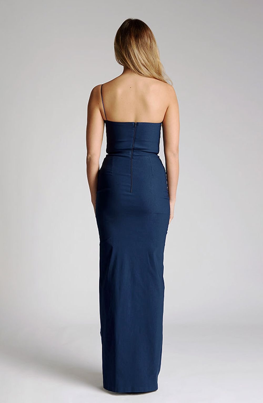 Vesper Vesper Women's One Shoulder Maxi with Spaghetti Strap in Navy - 4