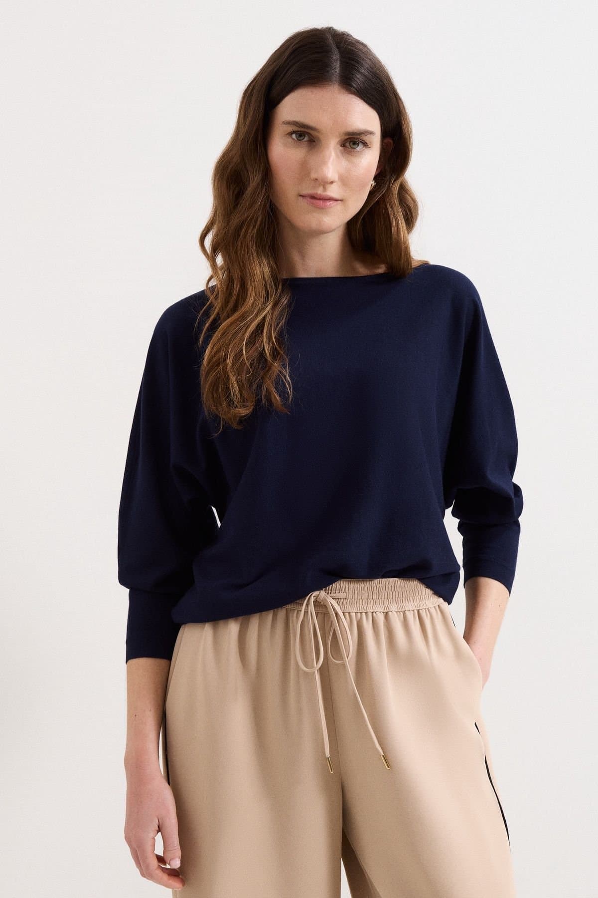 Phase Eight Phase Eight Dark Navy Slash-Neck Knitted Jumper