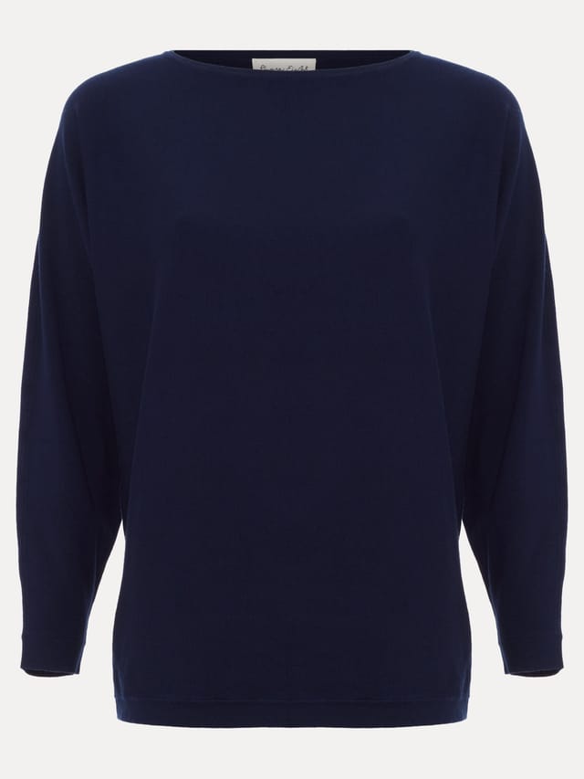 Phase Eight Phase Eight Women's Cristine Slash-Neck Knitted Jumper in Dark Navy - 2