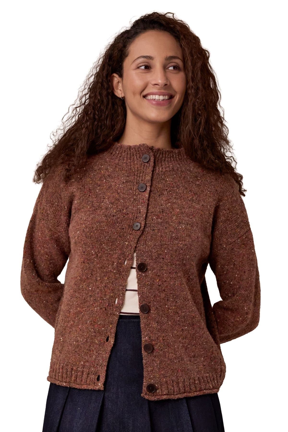 Celtic & Co Celtic & Co Women's Donegal Button Through Cardi in Maroon