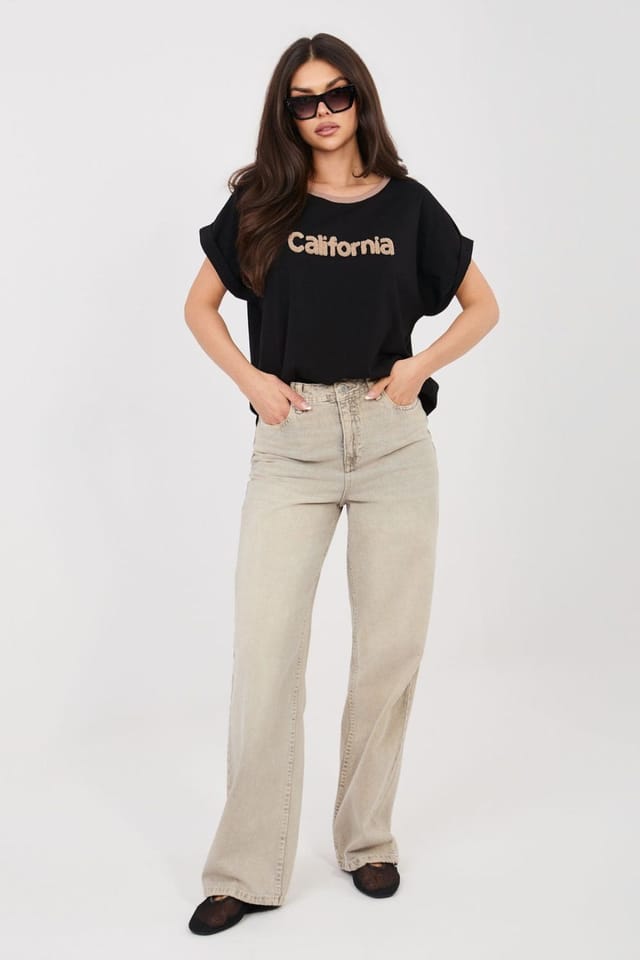 Love Lace Love Lace Women's Cotton Elastane Casual Round Neck Blouse Style 225466 in Black - 2