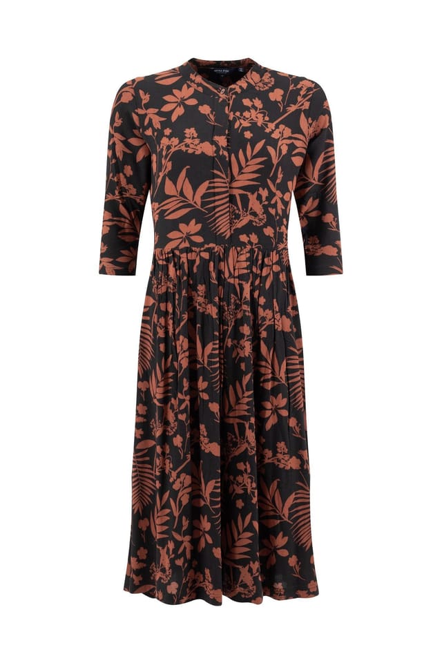 Weird Fish Weird Fish Women's Hellen Printed Crepe Viscose Shirt Dress in Chocolate - 2