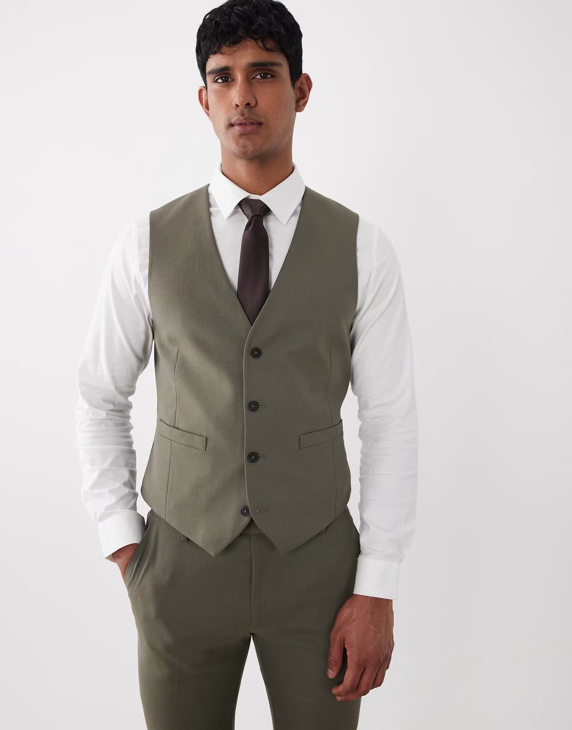 ASOS ASOS DESIGN skinny suit waistcoat in mid green
