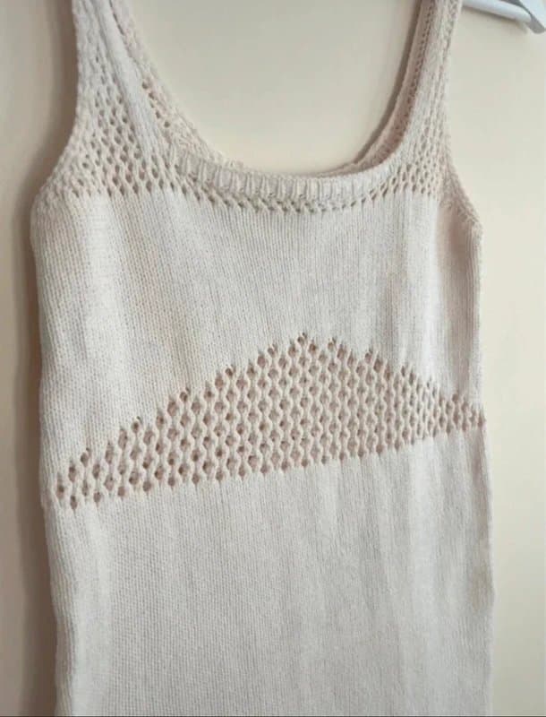 Zara 🤍 Zara Cream Crochet Knit Vest Mini Dress Cover Up Beach Holiday Size S
