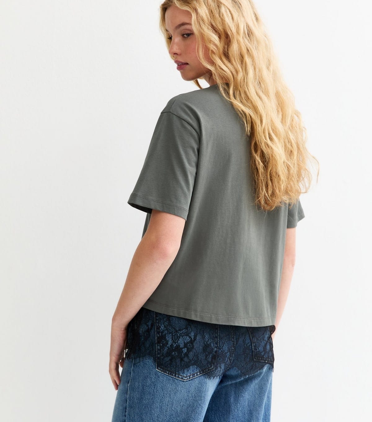 New Look Women's Grey New York Leopard Print Lace Trim T-Shirt New Look - 4