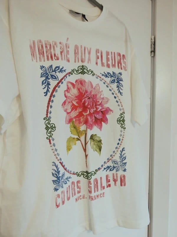 ASOS Design White Floral Oversized T-Shirt