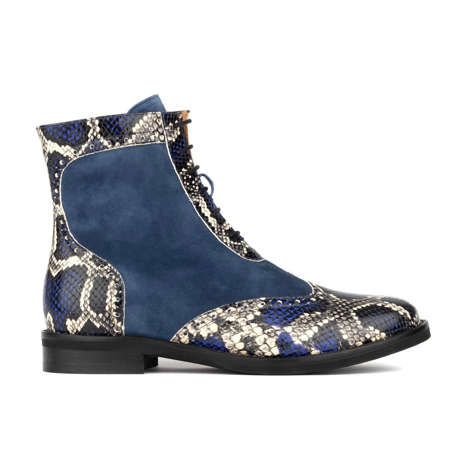 Embassy London Embassy London Blue Snake Print Lace-Up Boots
