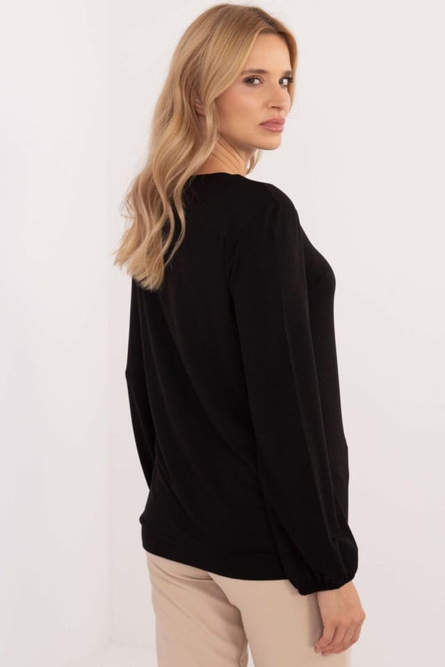 Love Lace Love Lace Women's Micro Modal Elastane Overhead Blouse Smooth in Black - 2