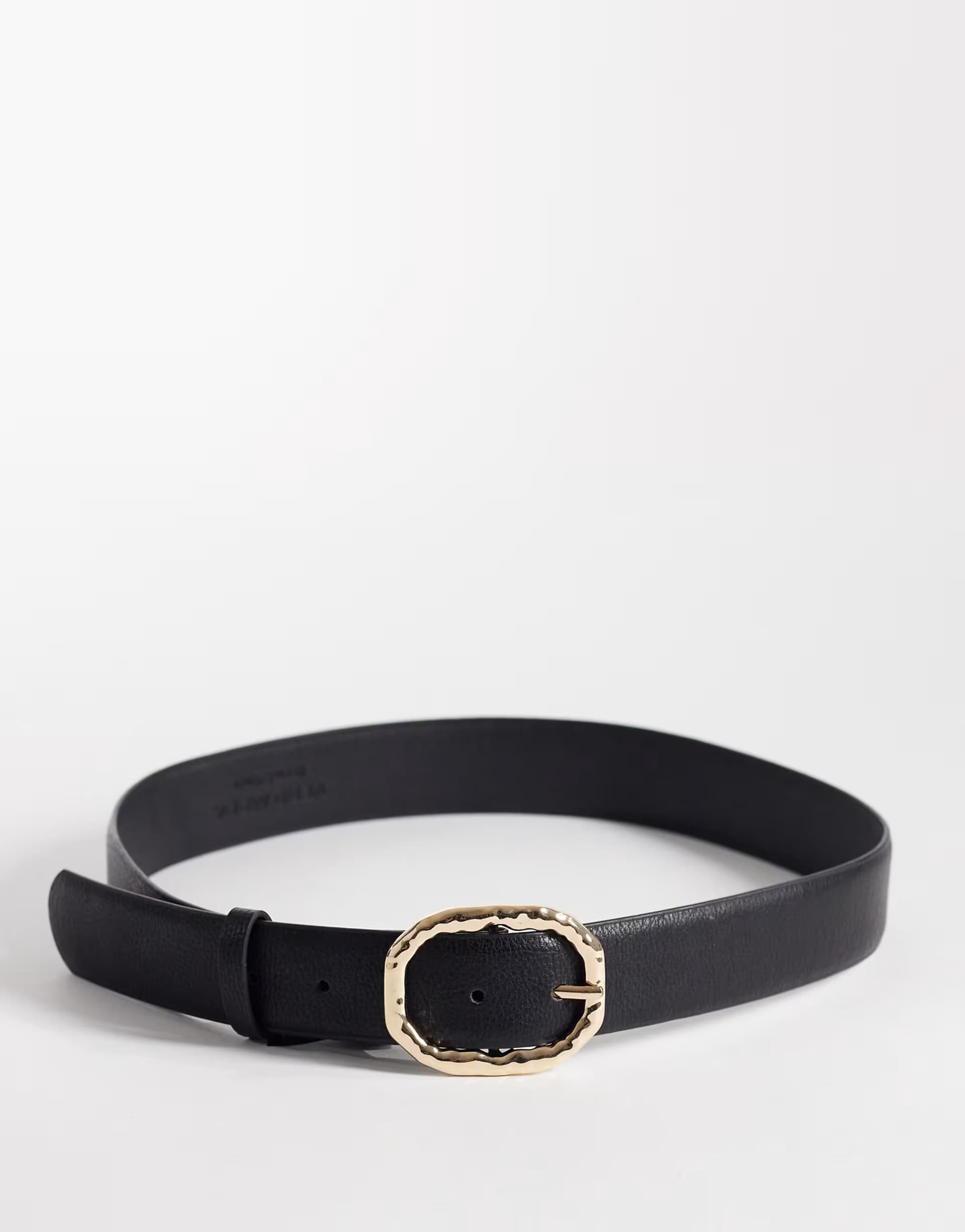 ASOS Vero Moda Black Faux Leather Belt with Gold Buckle