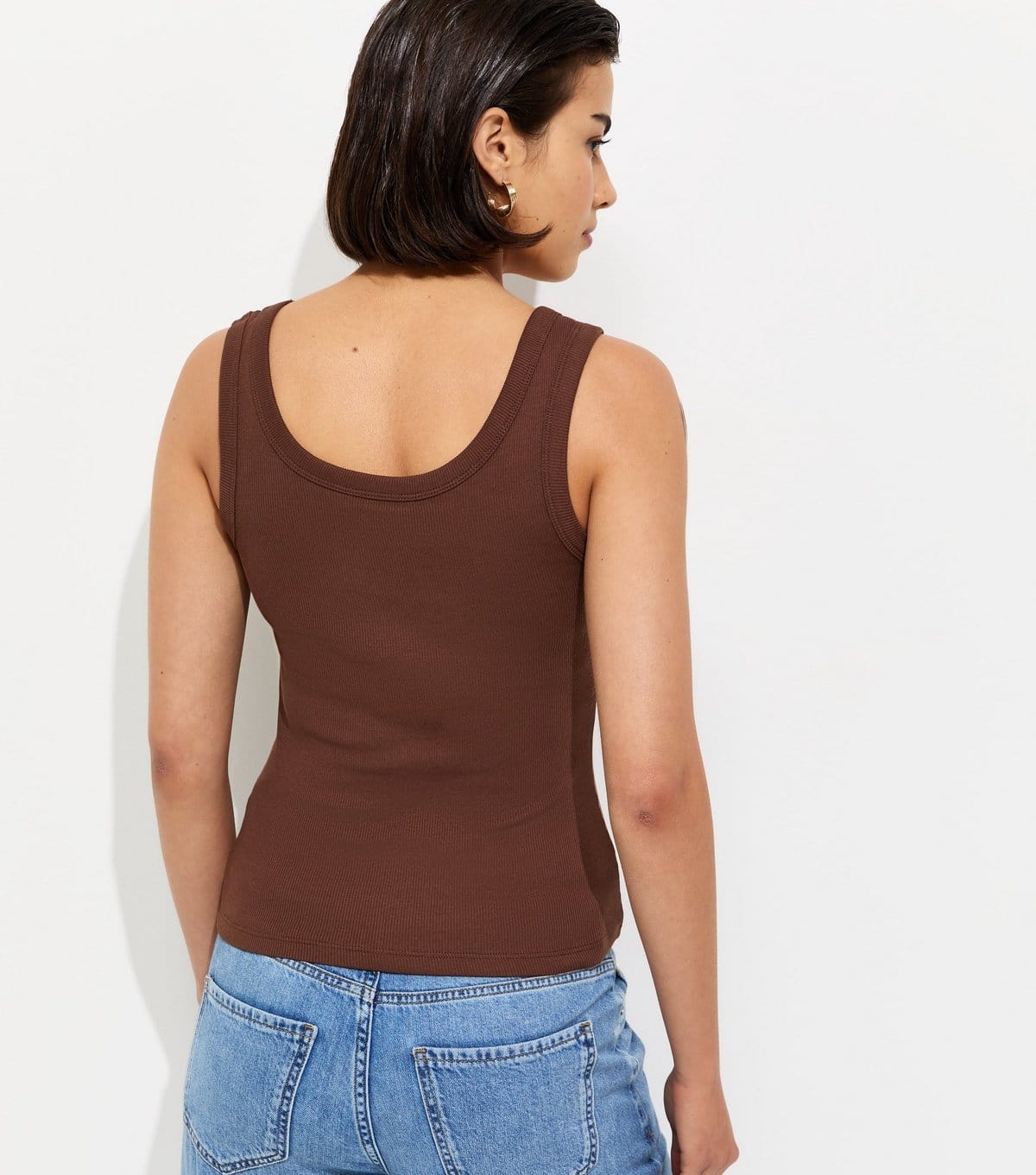 New Look Women's Dark Brown Wide Trim Scoop Vest Top New Look - 4