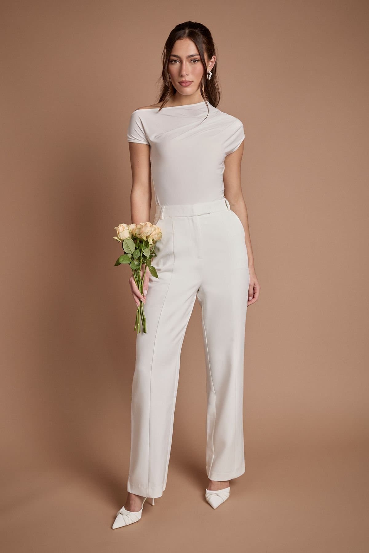Coast Coast Women's Bridal Wide Leg Tailored Trouser in Ivory