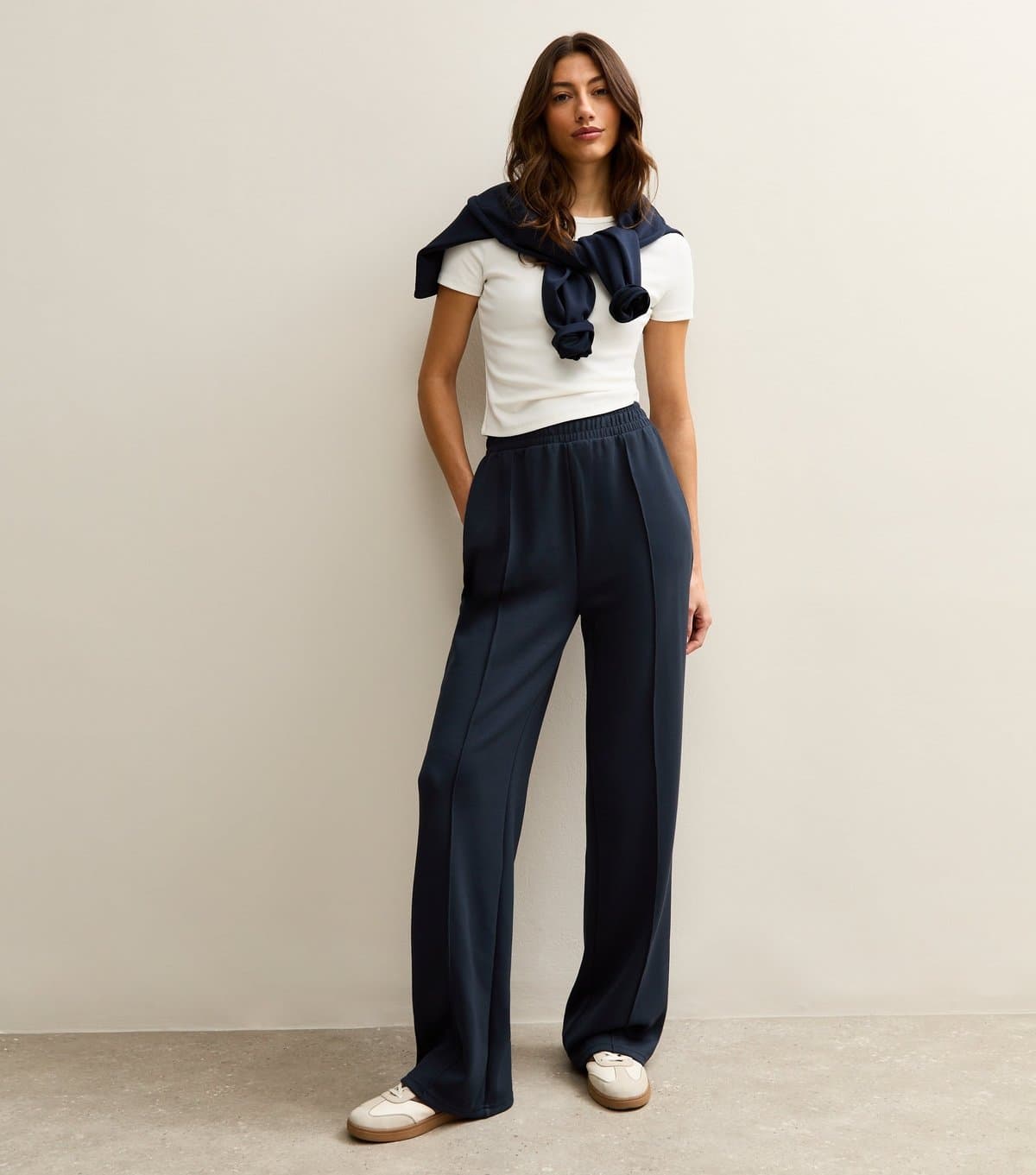 New Look Women's Tall Premium Navy Jersey Wide Leg Joggers New Look