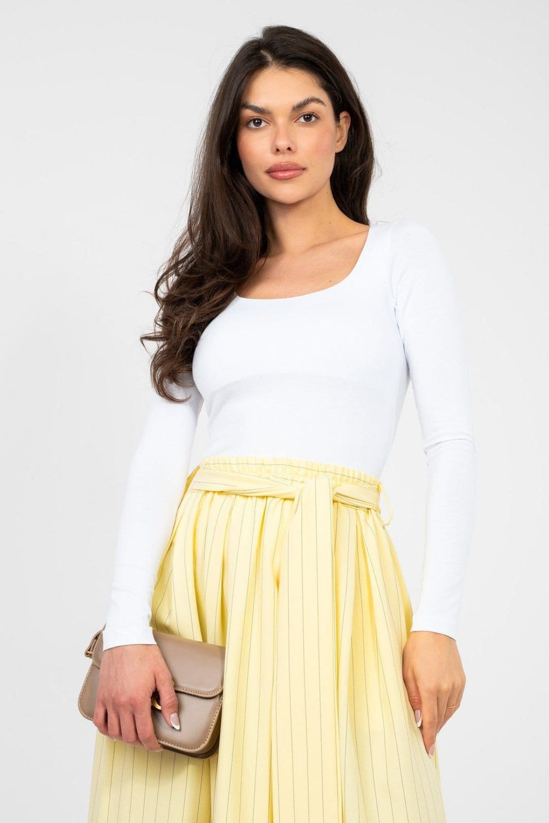 Love Lace White Fitted Cotton Elastane Blouse with Long Sleeves