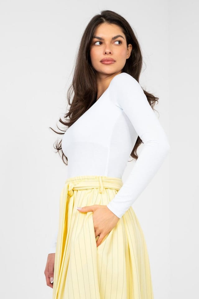 Love Lace Love Lace Women's Classic Fitted Cotton Elastane Blouse Long Sleeve in White - 2