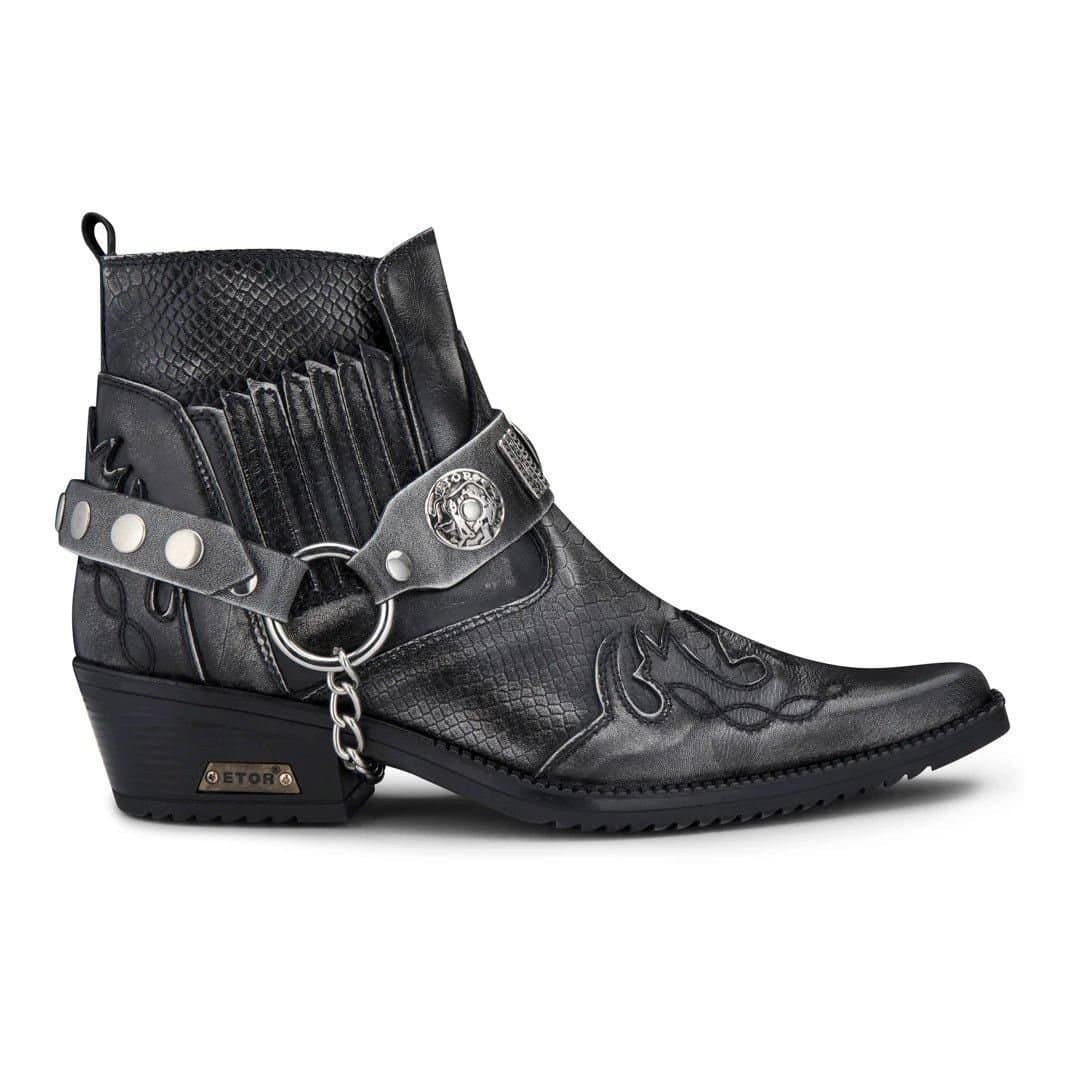 Etor Etor Men's Ankle Cowboy Real Leather Wincklepickers Boots in Grey